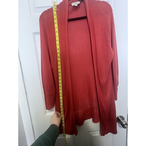 Loft Outlet Cardigan Orange 3/4 sleeve cutout lightweight Shawl Size Medium - Picture 4 of 7